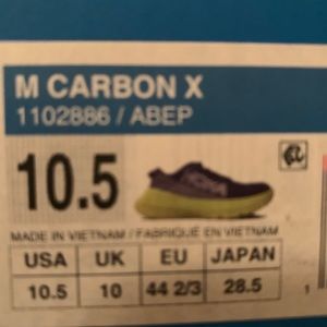 Hoka carbonX. Like new with box size 10.5
